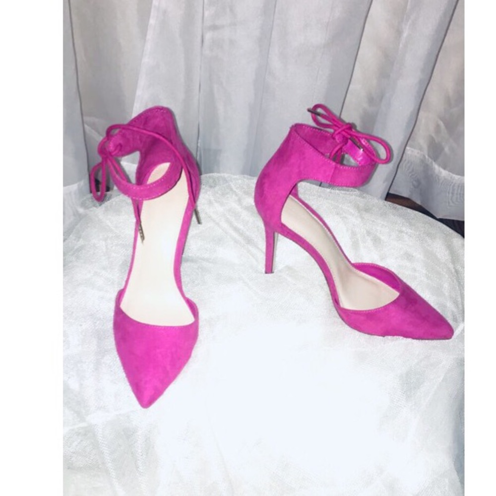 Hot Pink Heels with ankle tie size 7